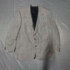Vintage Burberry Houndstooth Blazer Pure Silk Sports Coat Made In USA Black